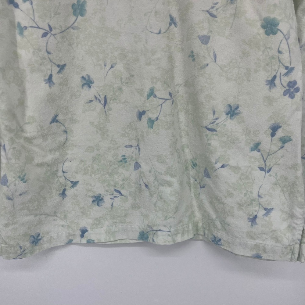 LL Bean Womens Petite Small Flannel Pajama Top Blue Floral Cotton - Picture 13 of 14